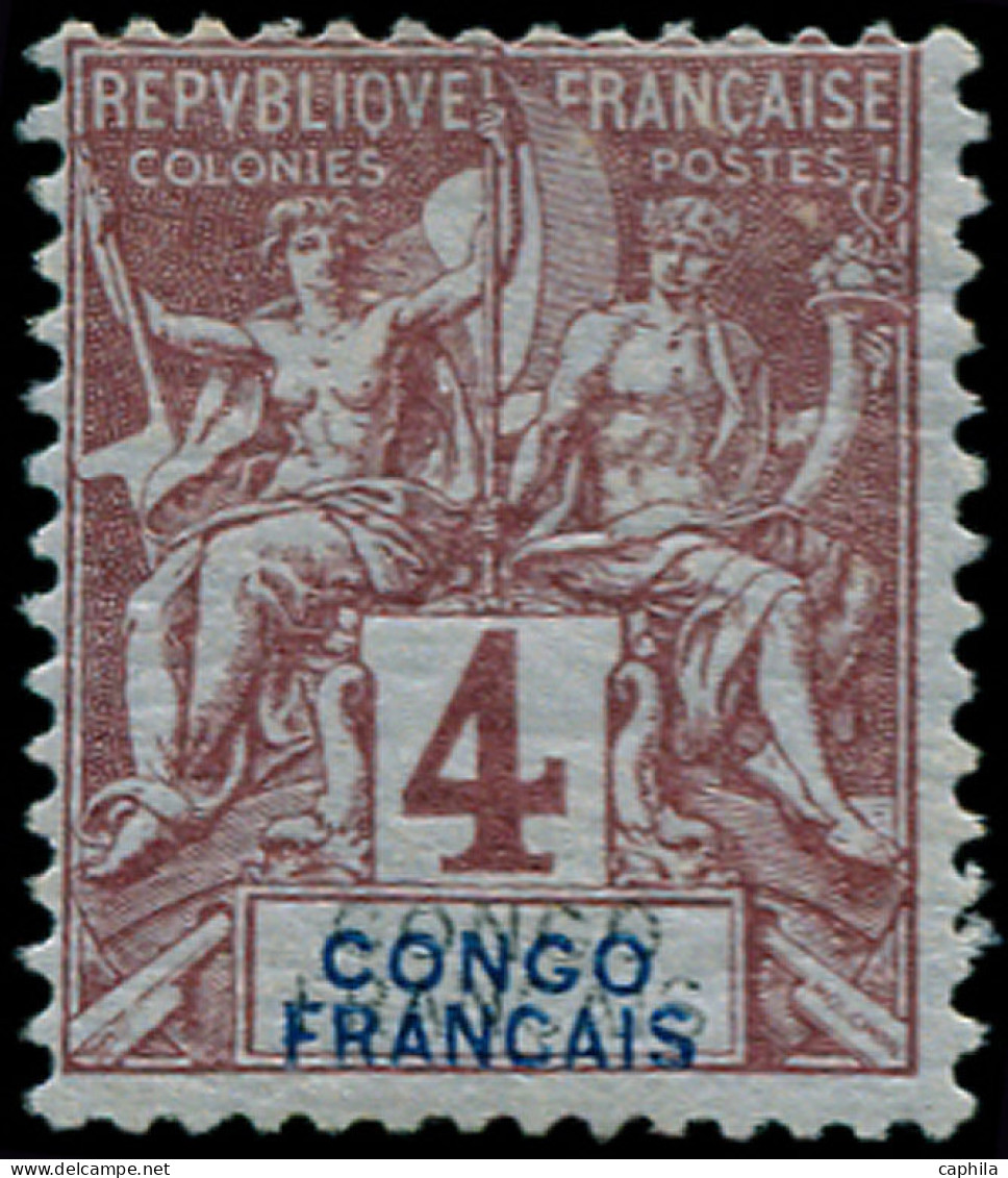 * CONGO - Poste - 14a, Double Légende "Congo", Signé Roumet: 4c. Lilas - Altri & Non Classificati