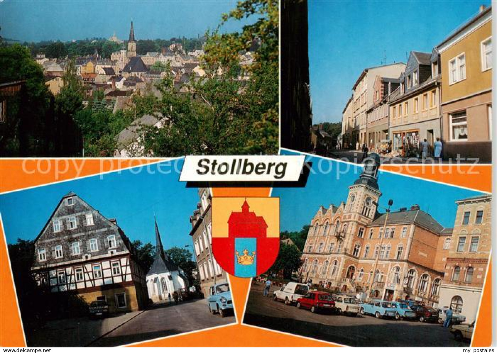 73840871 Stollberg Erzgebirge Teilansicht Mit Jakobikirche Marienkirche Rathaus  - Stollberg (Erzgeb.)