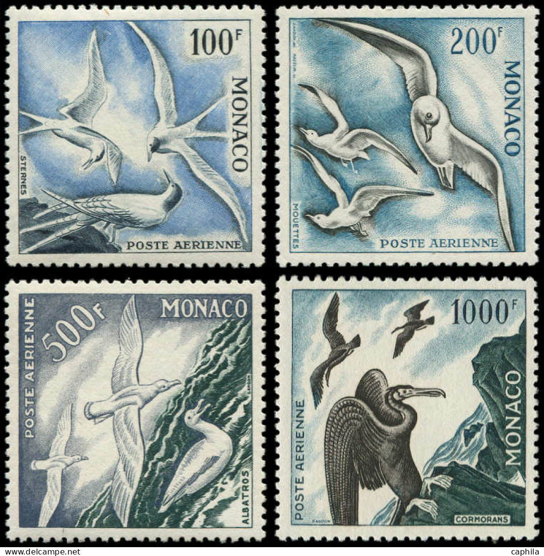 ** MONACO - Poste Aérienne - 55/58, Dentelés 11: Oiseaux - Airmail