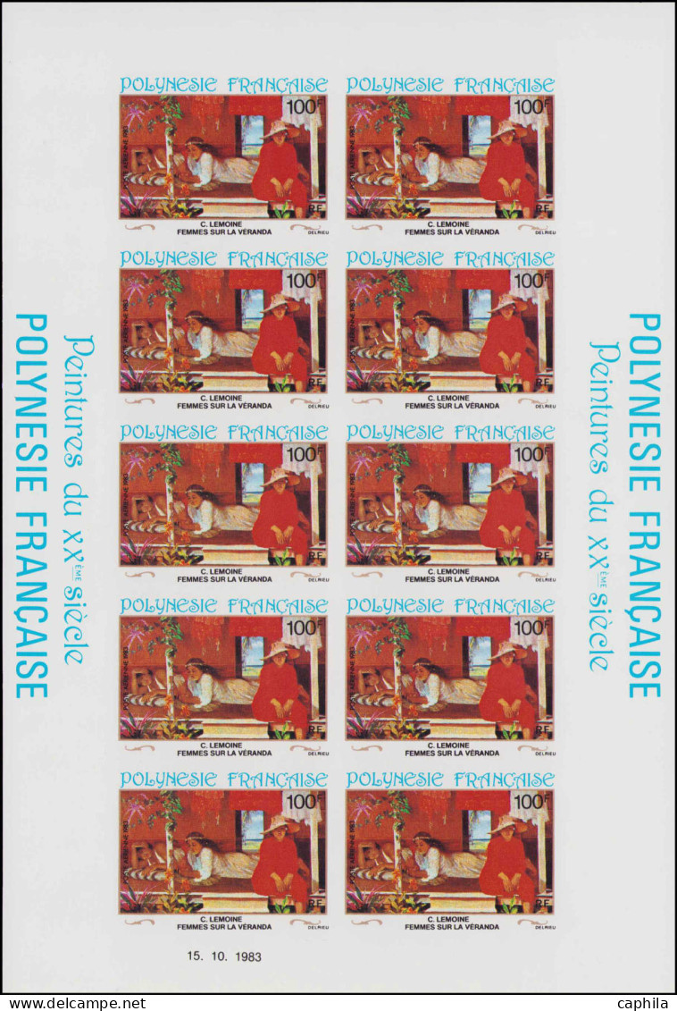 ** POLYNESIE - Poste Aérienne - 178/81, 4 feuillets de 10 non dentelés avec vignettes, Cd 15/10/83: Peintures du 20ème (