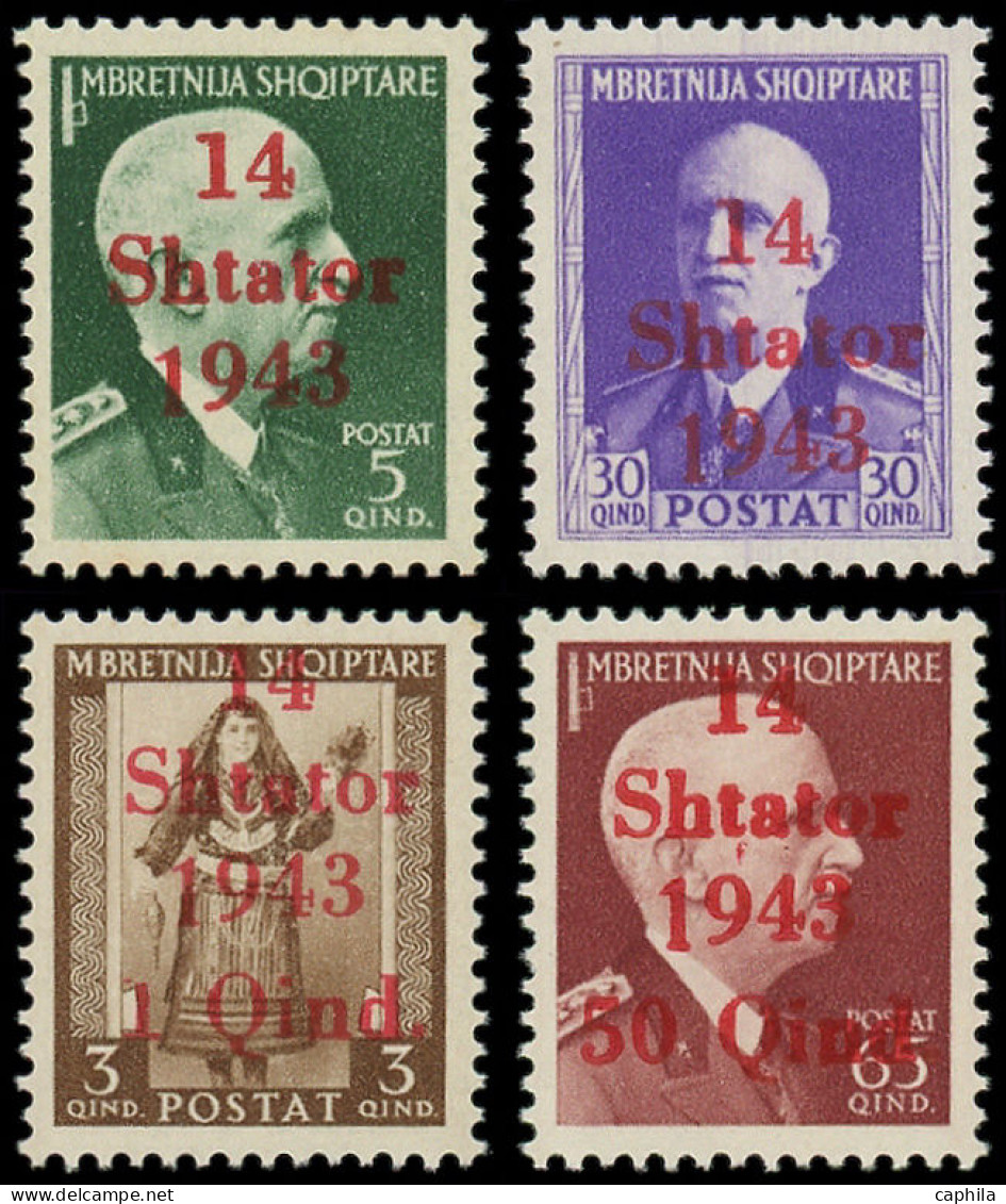 ** ALBANIE - Poste - 289 + 292 + 297/98, Grand "1" à 1943, 2 Exemplaires Signés (Michel 1 + 4 + 8/9 XII) - Albanie