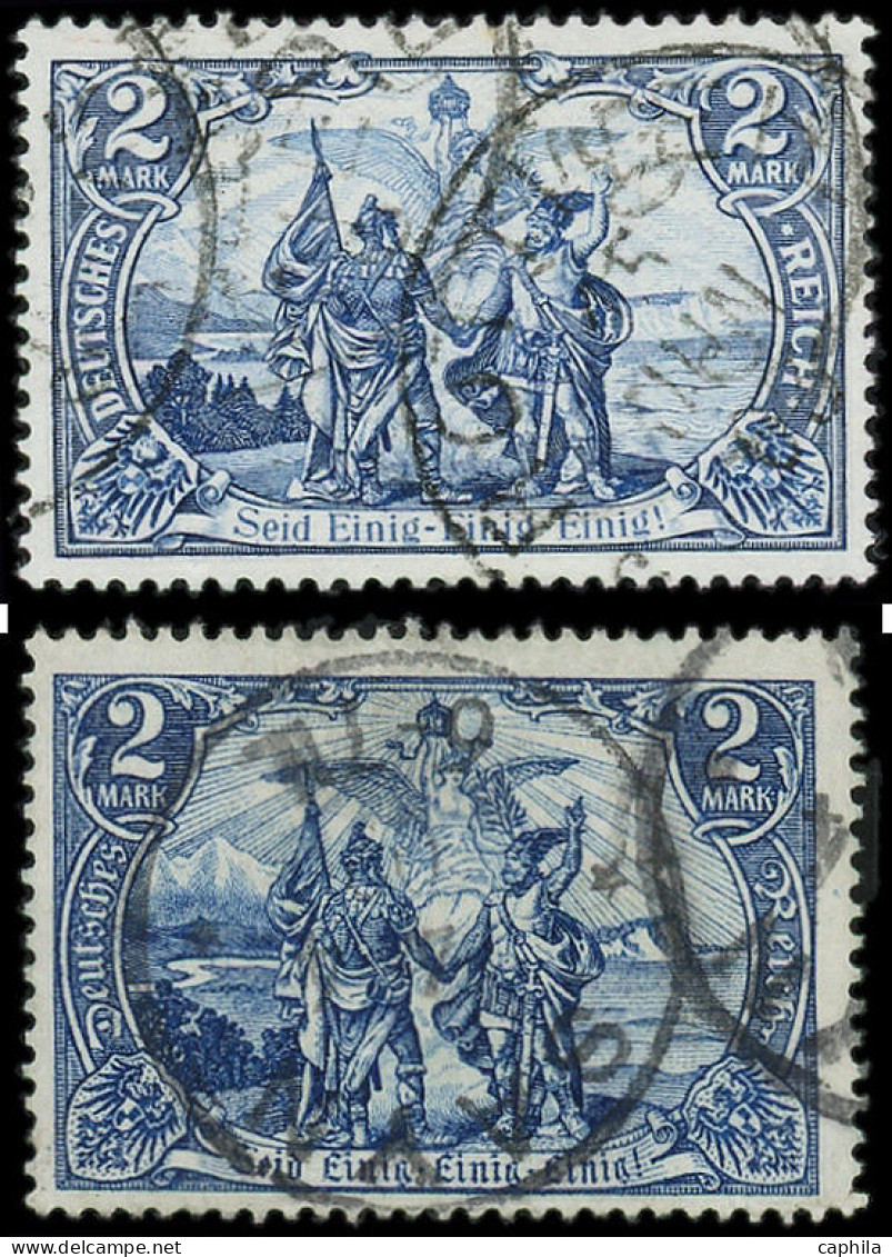 O ALLEMAGNE EMPIRE - Poste - 77/78, 2 Légendes: 2m. Bleu - Oblitérés