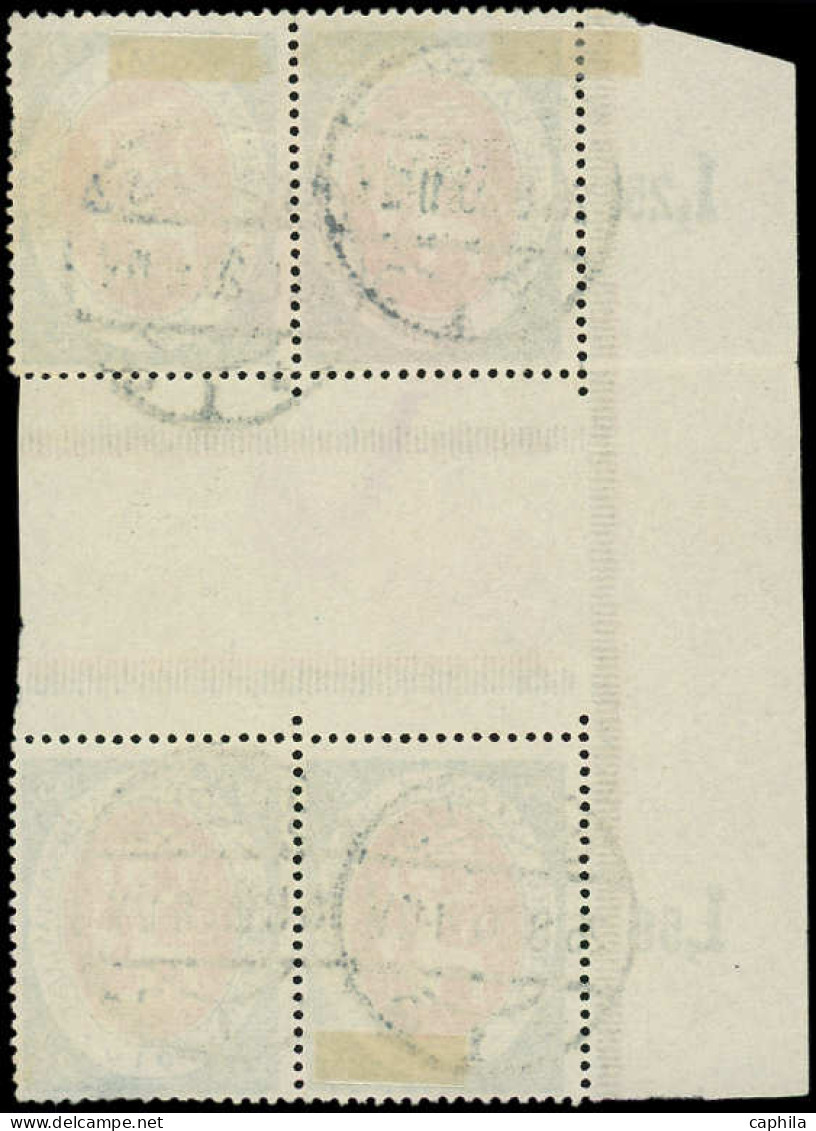 O ALLEMAGNE EMPIRE - Poste - 108, Bloc De 4 Interpanneau, Bdf: 25p. Vert Et Vermillon (Michel 109ZS) - Used Stamps