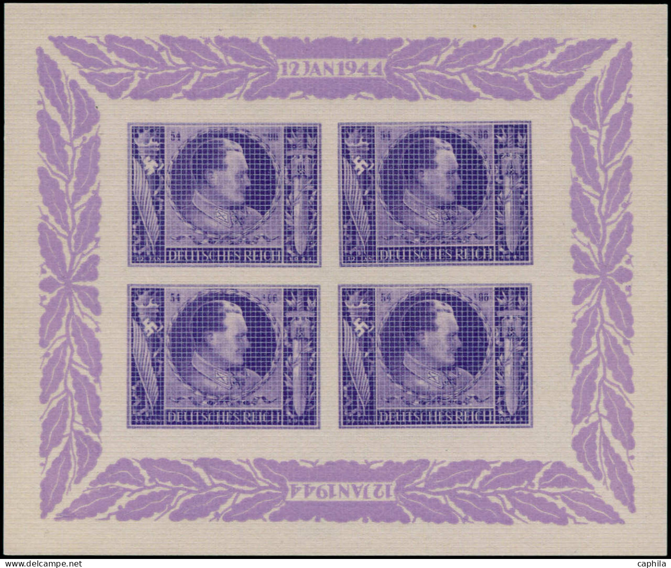 ** ALLEMAGNE FAUX DE PROPAGANDE - Poste - Feuillet De 4 Timbres (non Répertorié), Non Dentelé: 54+96pf. Violet Goering - Occupation 1938-45