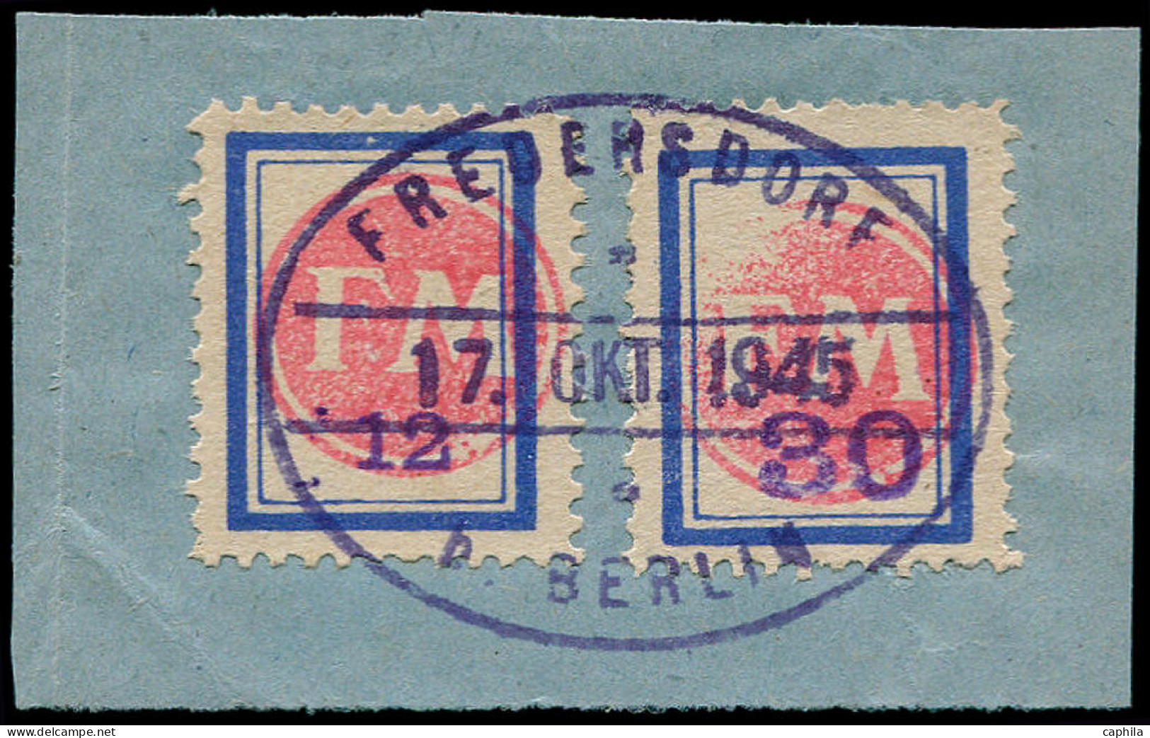 O ALLEMAGNE LOCAUX 1945 FREBERSDORF - Poste - Michel SP 202 + 204 Sur Un Petit Fragment, Signés Zierer (tirage 120) - Autres
