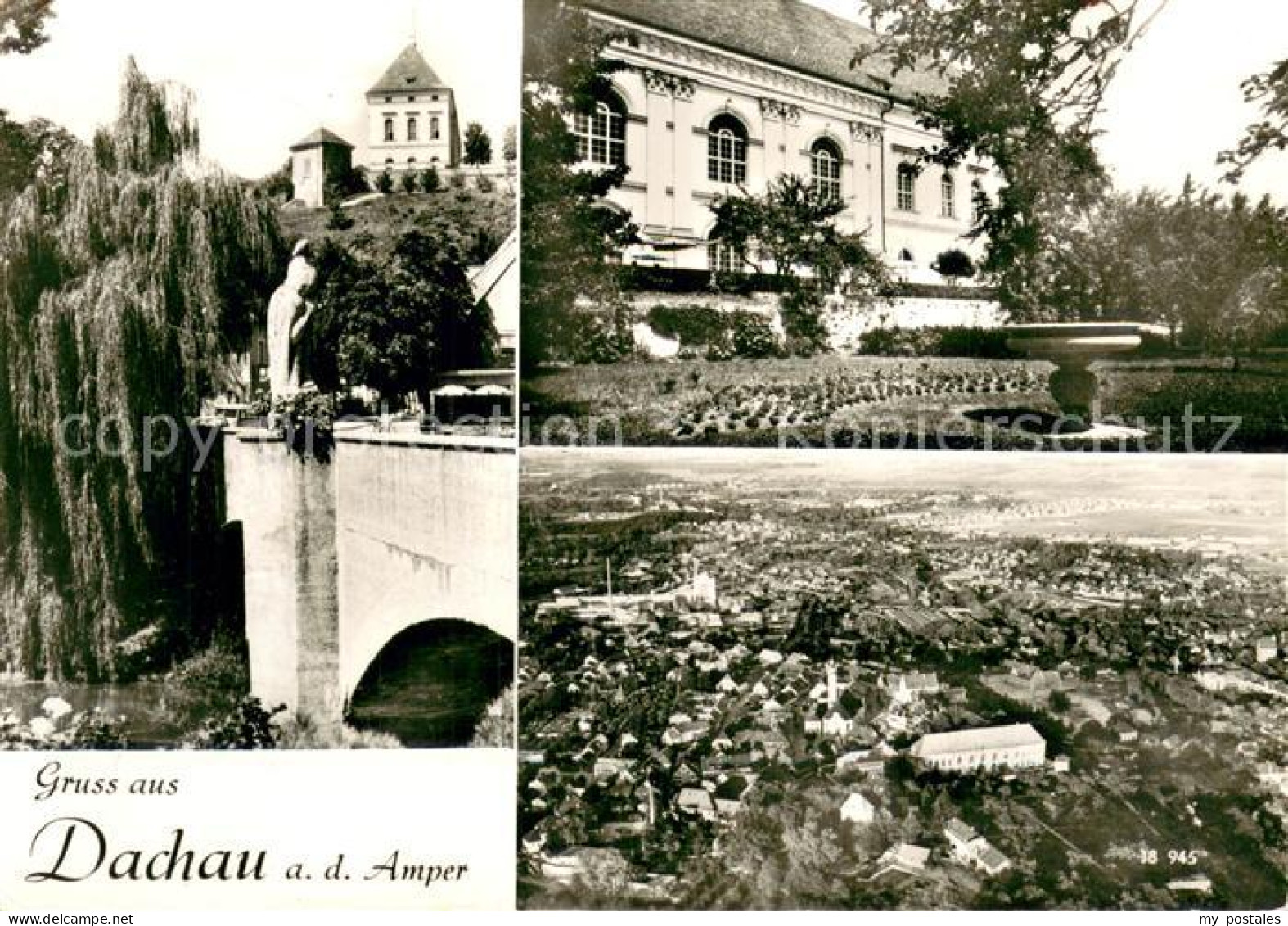 73735524 Dachau Bruecke Schloss Park Fliegeraufnahme Dachau - Dachau