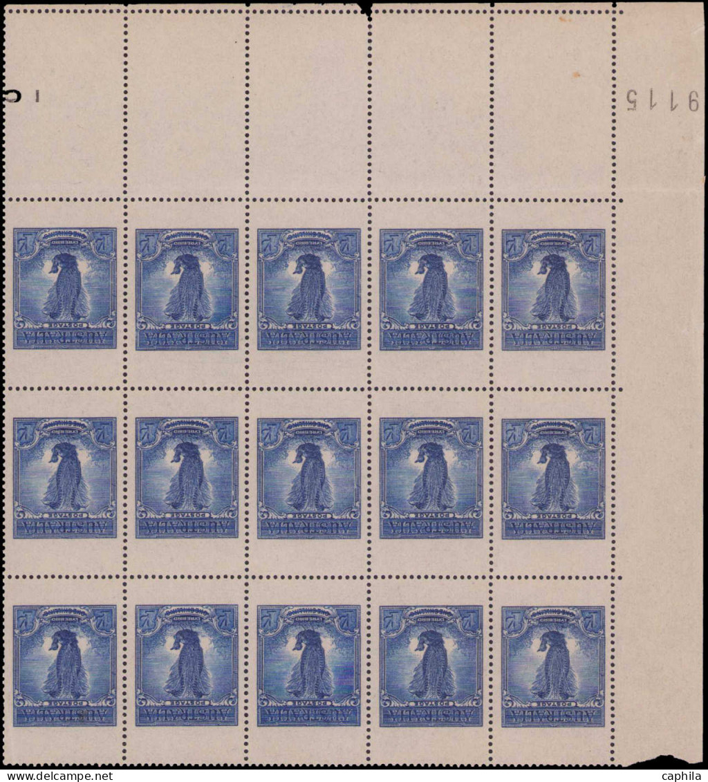 ** AUSTRALIE - Poste - (1937), Essai Chambon ACSC 145 PP(1)B, Bloc De 15, Cdf, (un Ex. Légère Tache): 1/- Bleu "Lyre Bir - Other & Unclassified