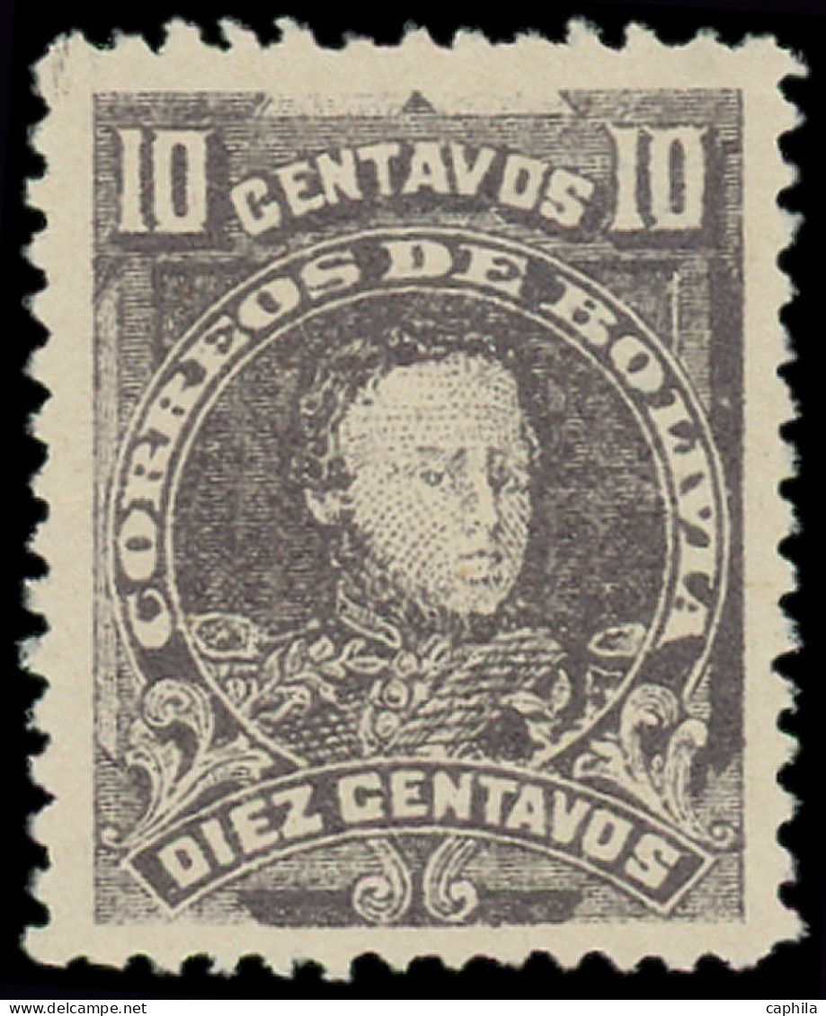 * BOLIVIE - Poste - 100A, Non émis (lithographie En Bolivie), Signé: 10c. Gris Sucre - Bolivia