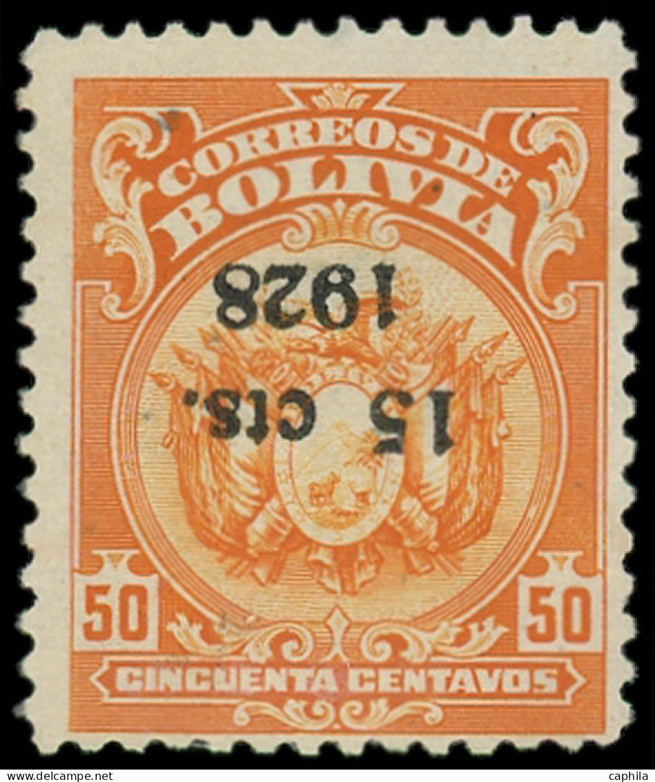 (*) BOLIVIE - Poste - 160 (ABN), Surcharge Noire Renversée: 15/50c. Orange (Cefilco 230a) - Bolivia