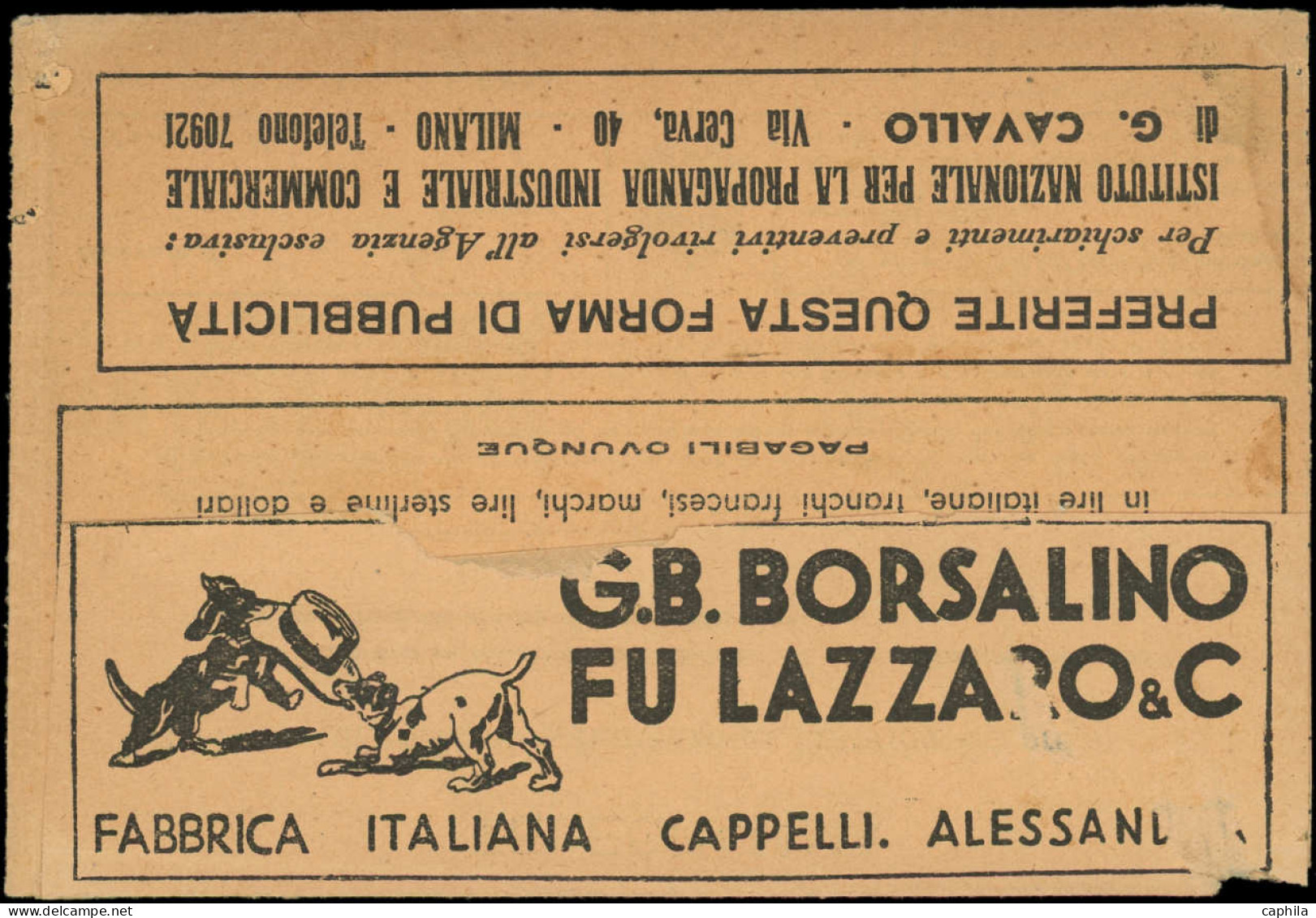 O Chiens & Canidés - Poste - Italie, Télégramme, Publicité Multiples (petits Défauts) 16/9/34: Soda, 2 Chiens Tirant Sur - Chiens