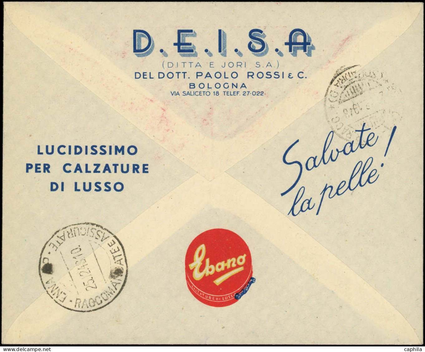 EMA Mammifères Marins - Poste - Italie, Enveloppe Bologne 22/12/48: "Deisa", Otarie Jonglant Avec Une Boite De Cirage - Other & Unclassified