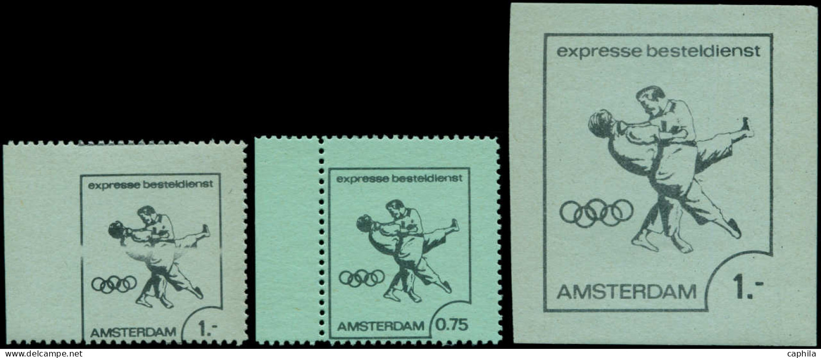 VIG Jeux Olympiques - Poste - Pays-Bas (1928 ?), 3 Vignettes 0.75 Et 1g. (2 Formats): "Expresse Basteldiants Amsterdam": - Autres & Non Classés