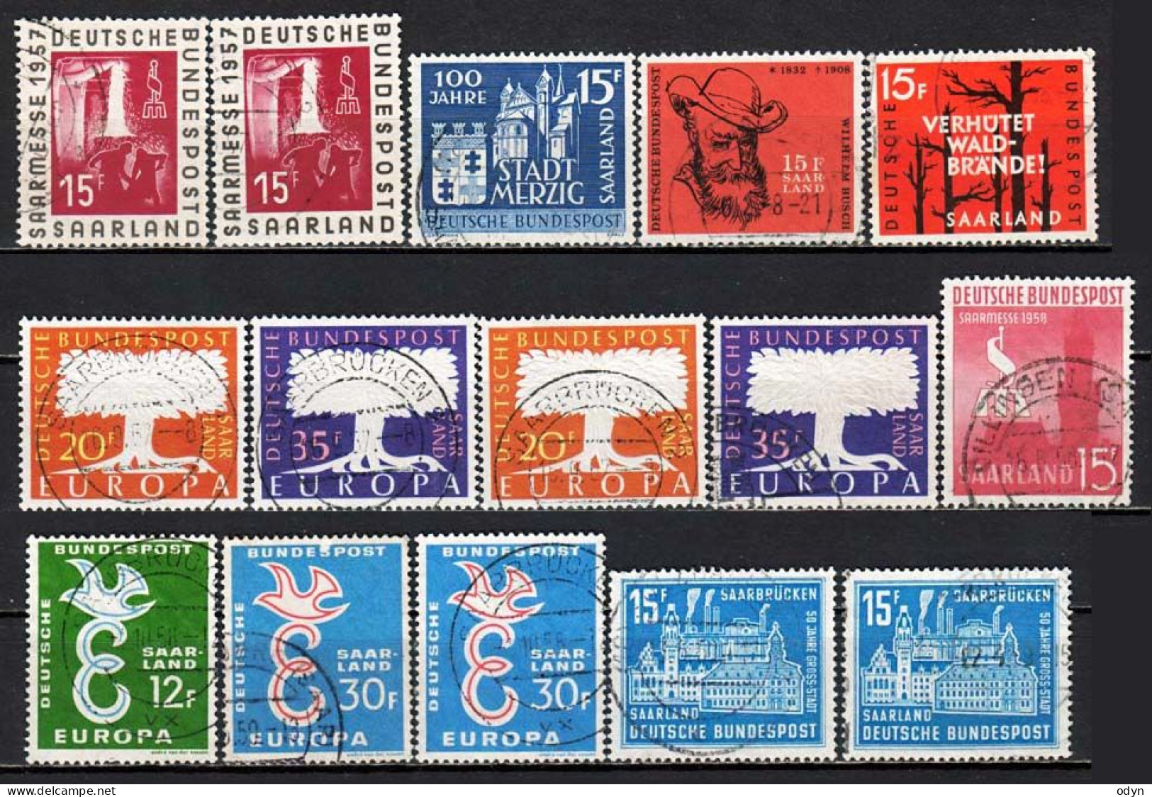 Saarland 1948-1959, lot of 139 stamps - used and unused - see all scans and description