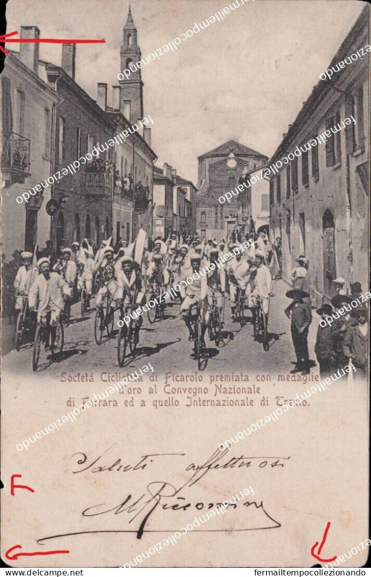 Ah873 Cartolina Ficarolo Societa' Ciclistica Provincia Di Rovigo 1902 - Rovigo