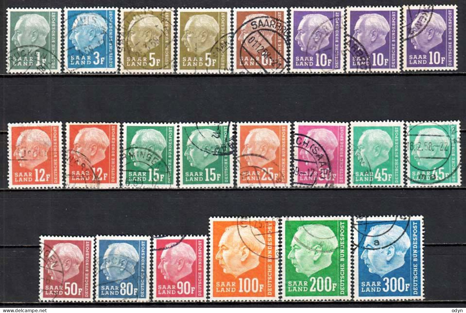 Saarland 1957, Lot Of 22 Stamps From Set MiNr 409-428 - Used - Gebraucht