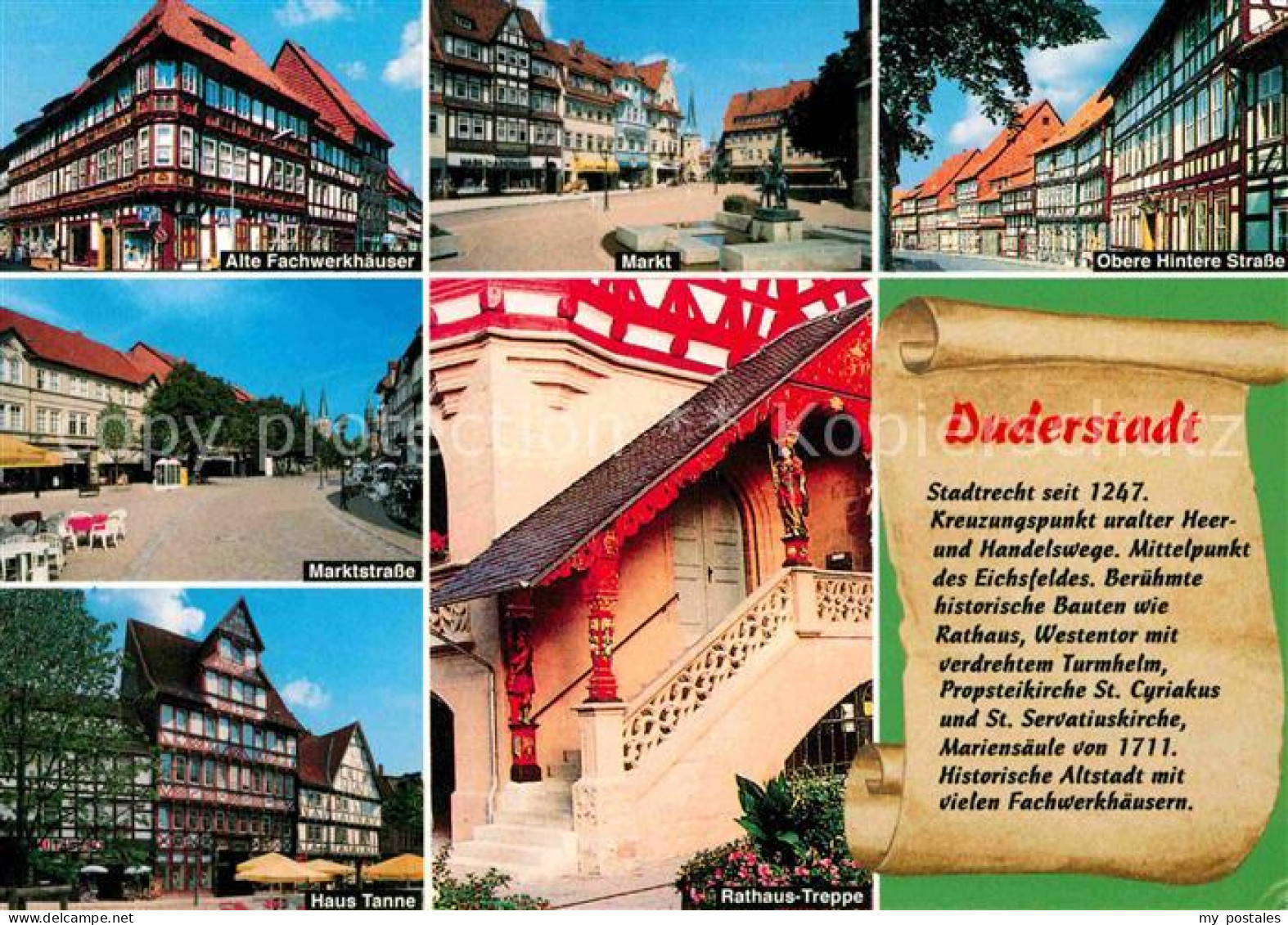 72616361 Duderstadt Fachwerkhaeuser Markt Strassenpartie Markt Haus Tanne Rathau - Duderstadt