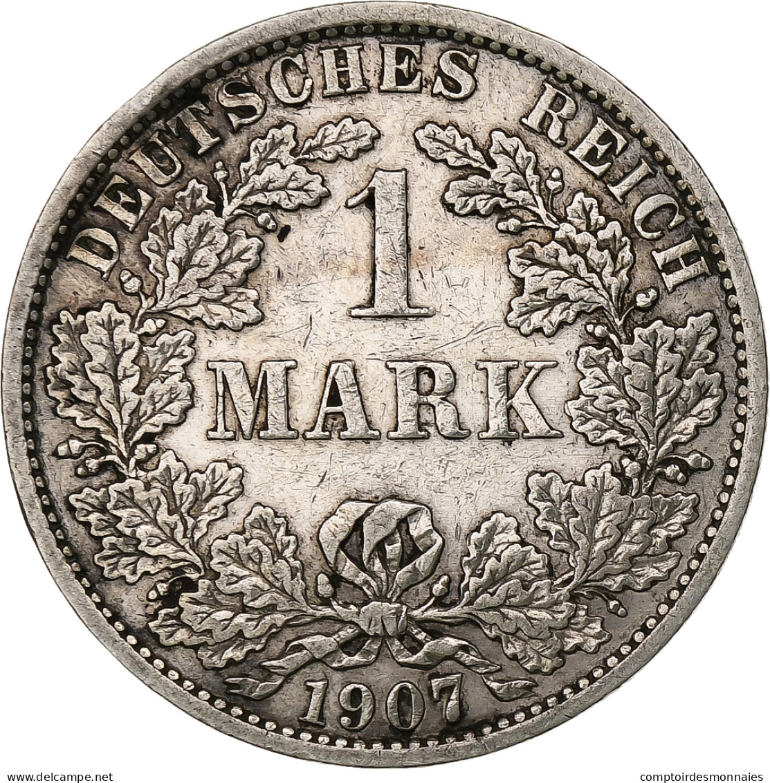 Empire Allemand, Wilhelm II, Mark, 1907, Berlin, Argent, TTB, KM:14 - 1 Mark