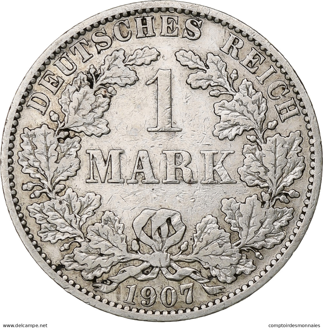 Empire Allemand, Wilhelm II, Mark, 1907, Berlin, Argent, TTB, KM:14 - 1 Mark