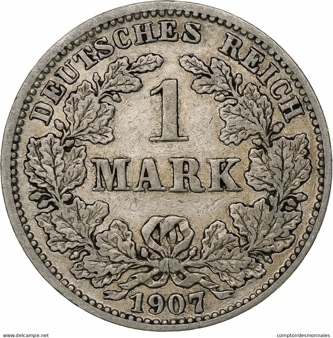 Empire Allemand, Wilhelm II, Mark, 1907, Hambourg, Argent, TB+, KM:14 - 1 Mark