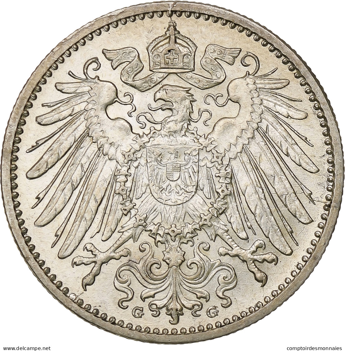 Monnaie, GERMANY - EMPIRE, Wilhelm II, Mark, 1914, Karlsruhe, TTB+, Argent,KM 14 - 1 Mark