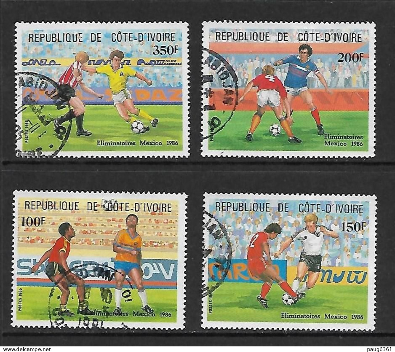 COTE D'IVOIRE 1985 FOOTBALL YVERT N°721/724 OBLITERE - 1986 – Mexico