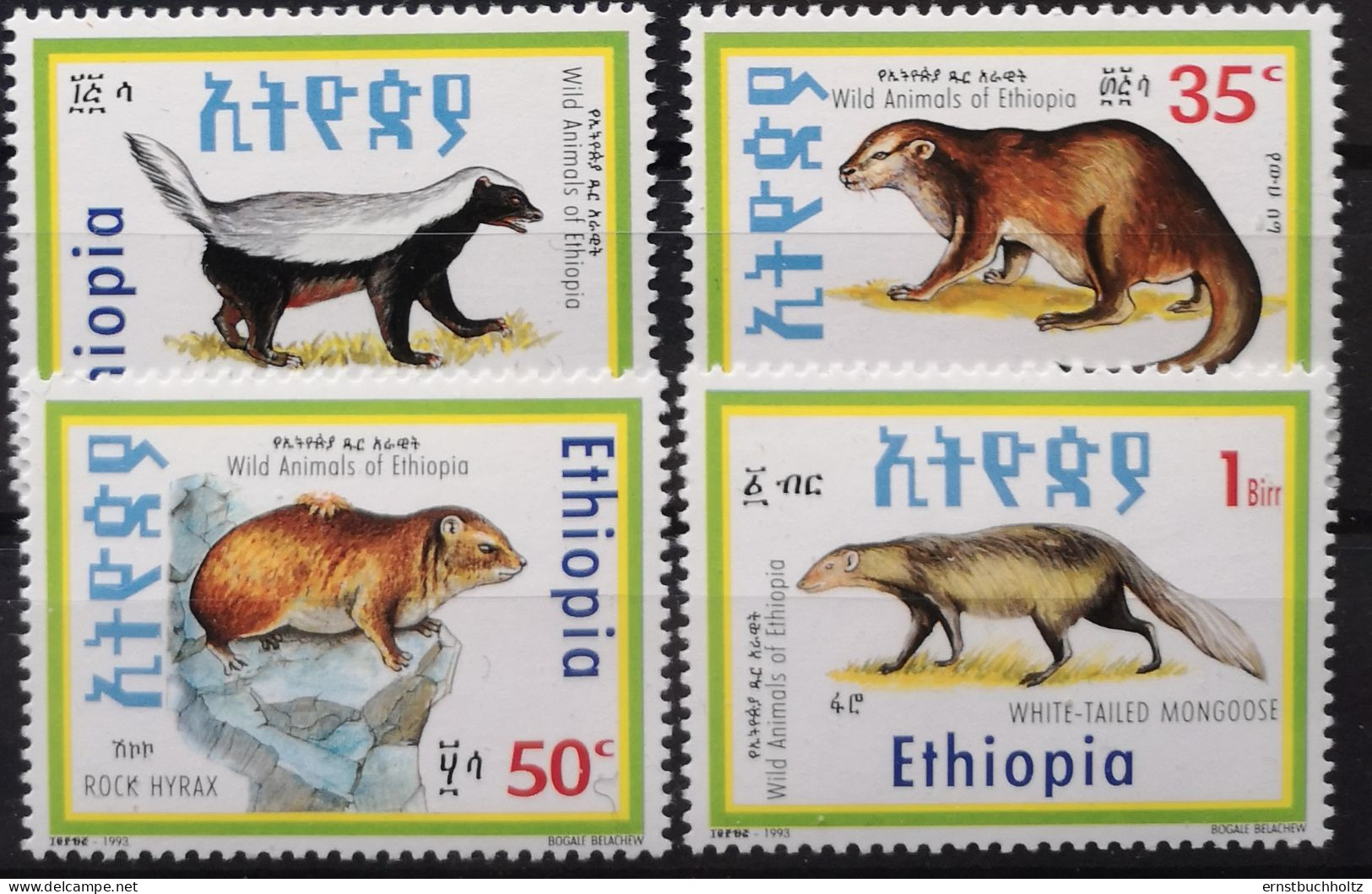 Äthiopien 1993 Wildlebende Säugetiere Mi 1431/34** - Etiopía