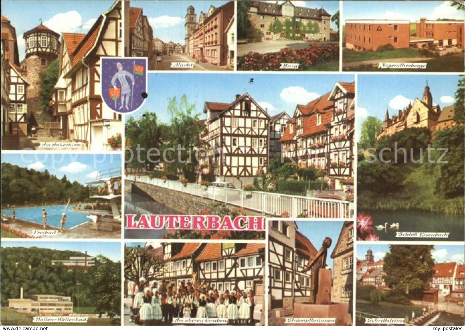 72609402 Lauterbach Hessen Freibad Hallen Wellenbad Strumpfbrunnen Schloss Burg  - Lauterbach