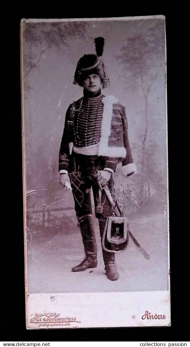 Photographie H. Schueven, Anvers, Belgique, Militaria, Hussard, N, 170 X 80 Mm, Frais Fr 1.65 E - War, Military