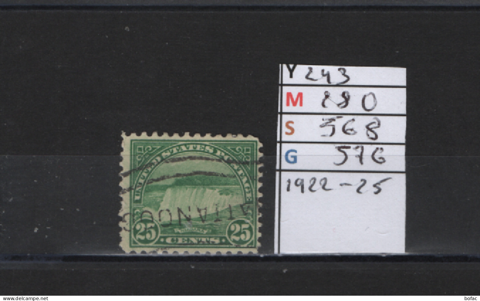 PRIX FIXE Obl 243 YT 282 MIC 568 SCO 576 GIB Chutte Du Niagara 1922-25 Etats Unis 58/08 - Used Stamps