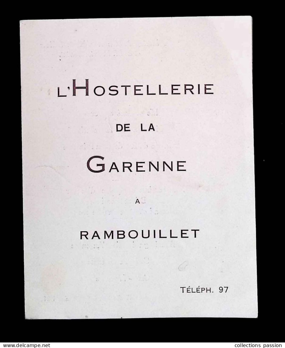 Menu 4 Pages, L'Hostellerie De La Garenne à Rambouillet, 1924, Mariage - Menus