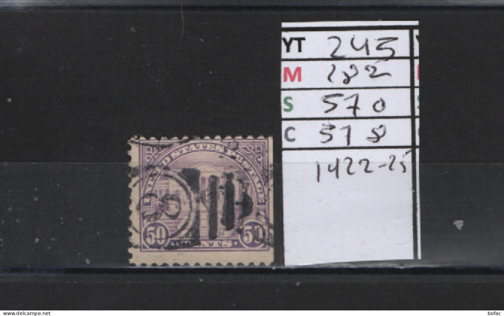 PRIX FIXE Obl 245 YT 282 MIC 570 SCO 578 GIB Monument Soldat Inconnu 1922  Etats Unis 58/08 Dentelé 3 Cotés - Used Stamps