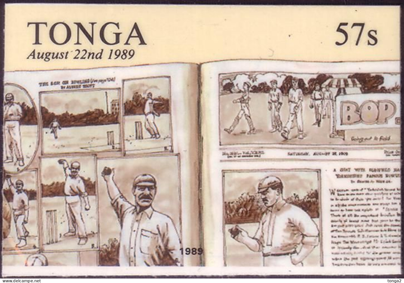 Tonga Cromalin Proof 1989 Cricket - 5 Exist - Boys Cricket Coaching Book From 1909 - Tonga (1970-...)