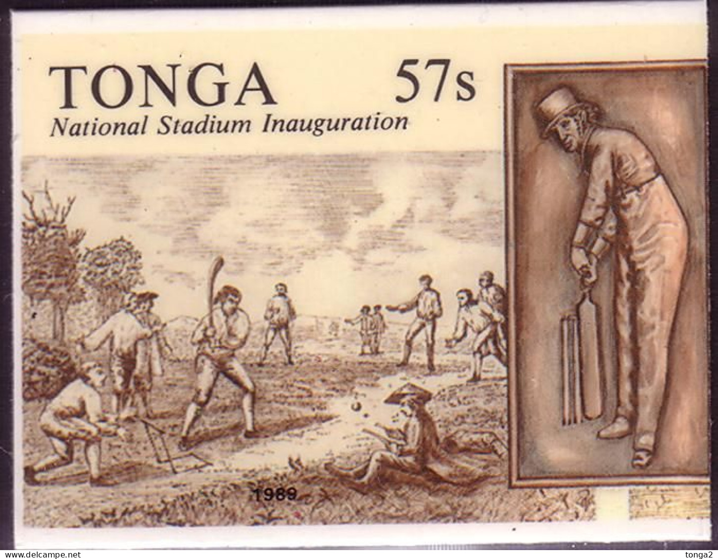 Tonga Cromalin Proof 1989 Cricket - 5 Exist - Cricket Match In 1743 - Tonga (1970-...)