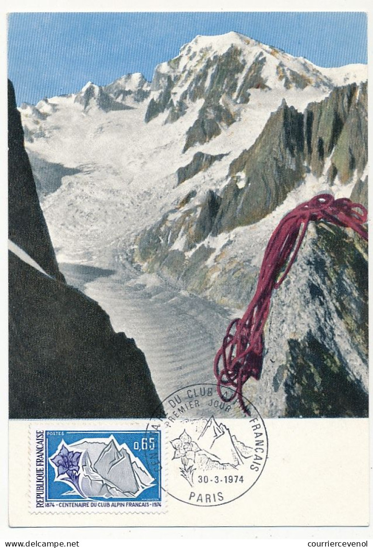 FRANCE - Carte Maximum - 0,65f Centenaire Du Club Alpin Français - Paris - 30/3/1974 - 1970-1979