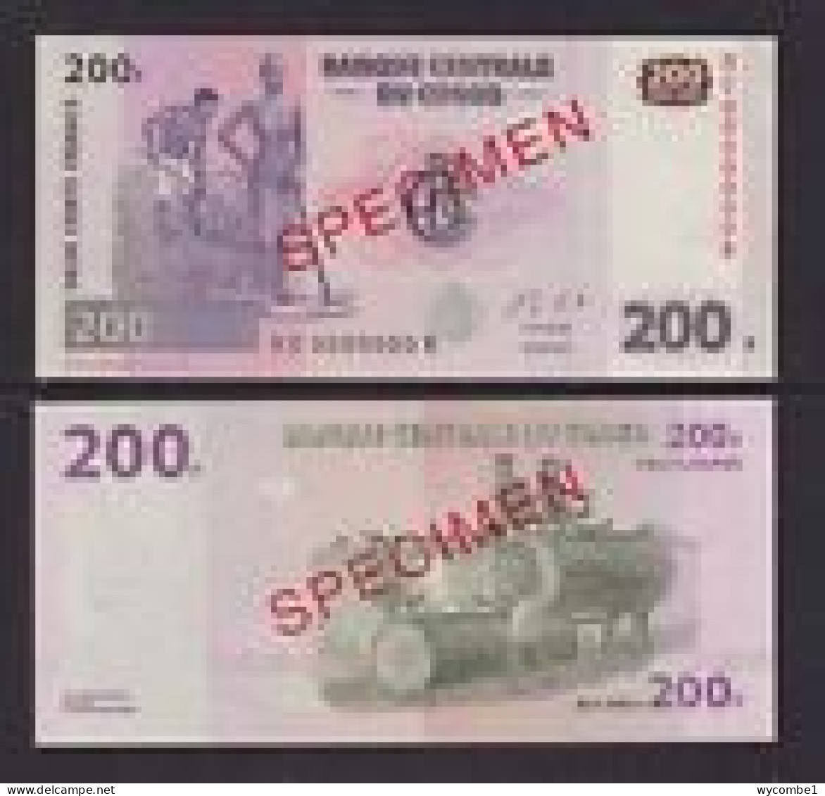 CONGO DR  -  2013 200 Francs Specimen UNC  Banknote - Democratic Republic Of The Congo & Zaire