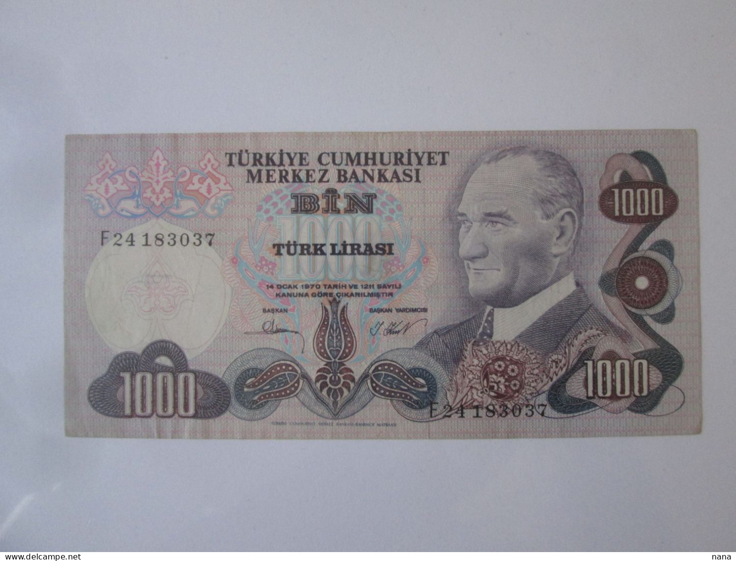 Turkey 1000 Lirasi 1970(1971-1982) Banknote 5th Issue See Pictures - Turkey