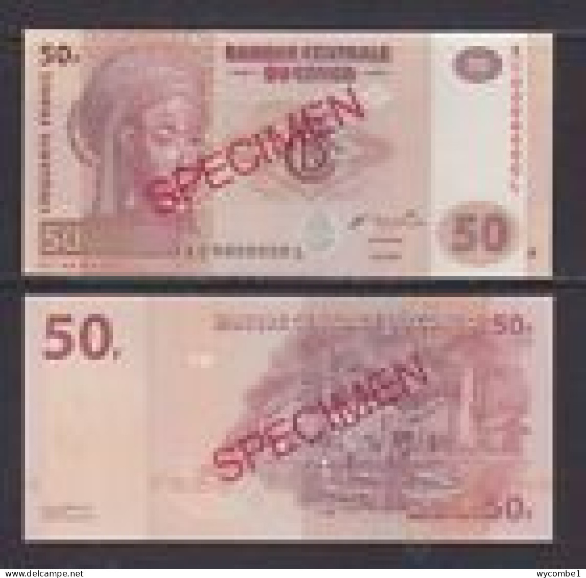 CONGO DR  -  2007 50 Francs Specimen UNC  Banknote - República Democrática Del Congo & Zaire