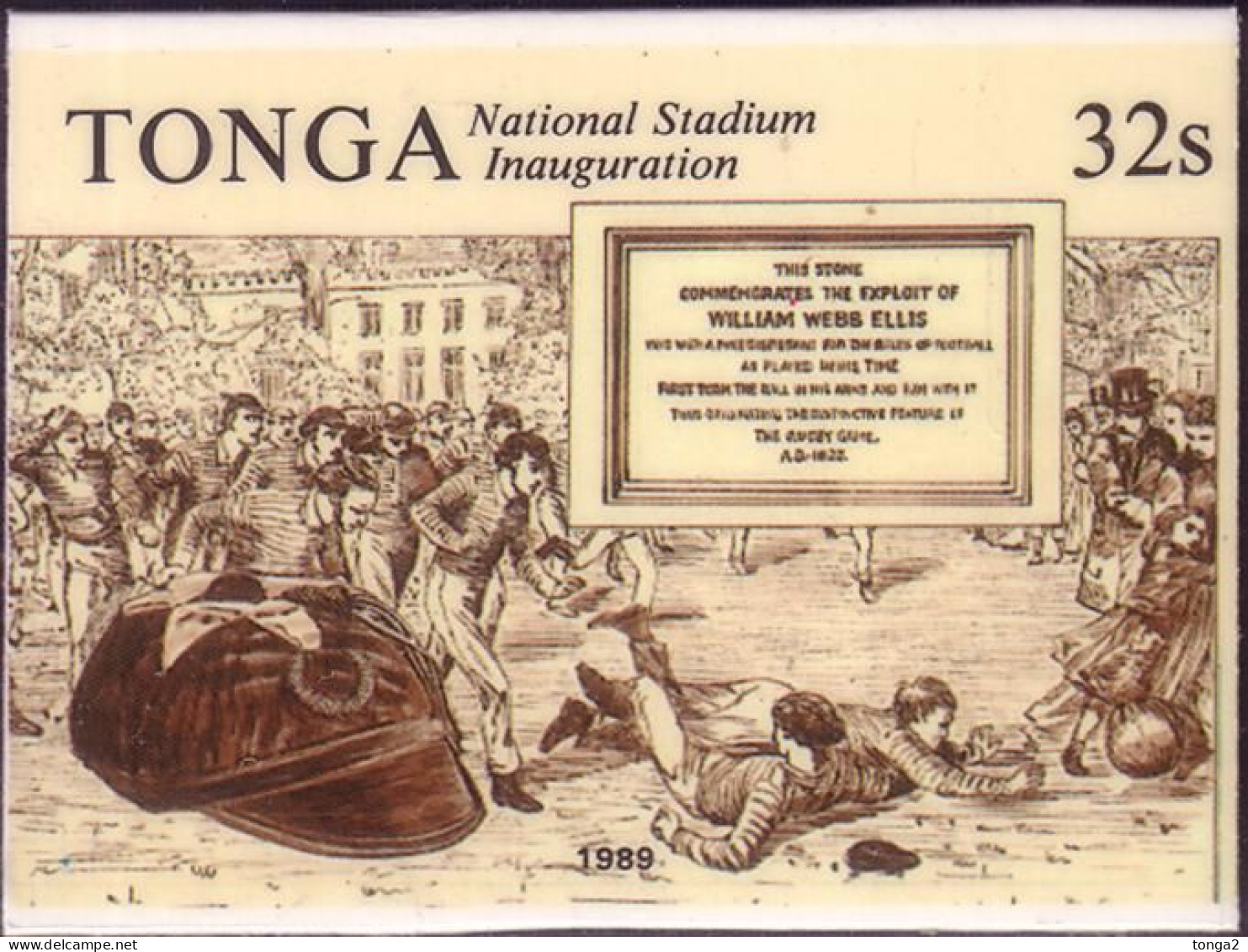 TONGA 1989 Cromalin Proof Rugby Football - 1870 Game At Rugby School - Tonga (1970-...)