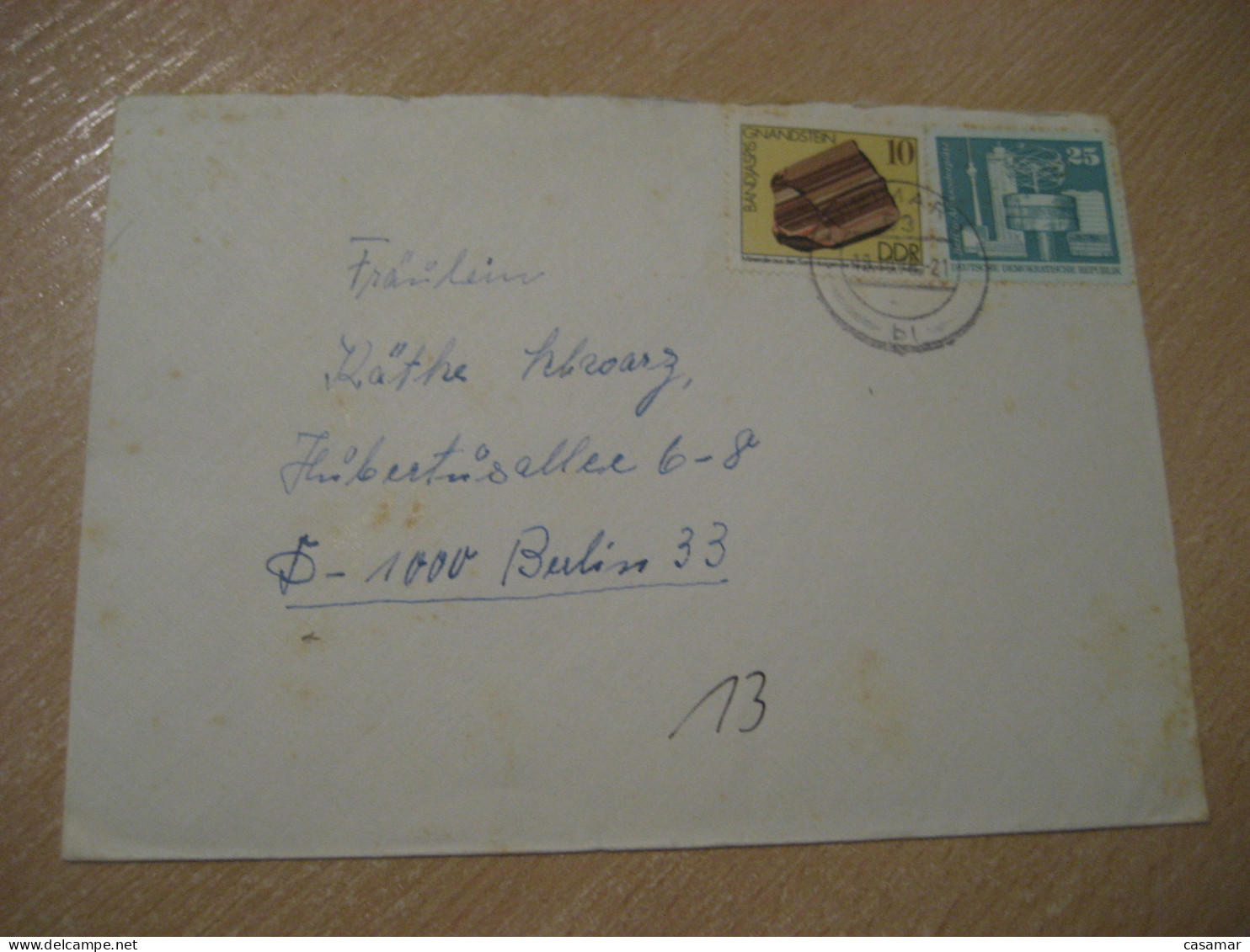 WEIMAR 1978 To Berlin Bandjaspis Gnandstein Mineral Minerals Cancel Cover DDR GERMANY Mineraux Geology - Minerals