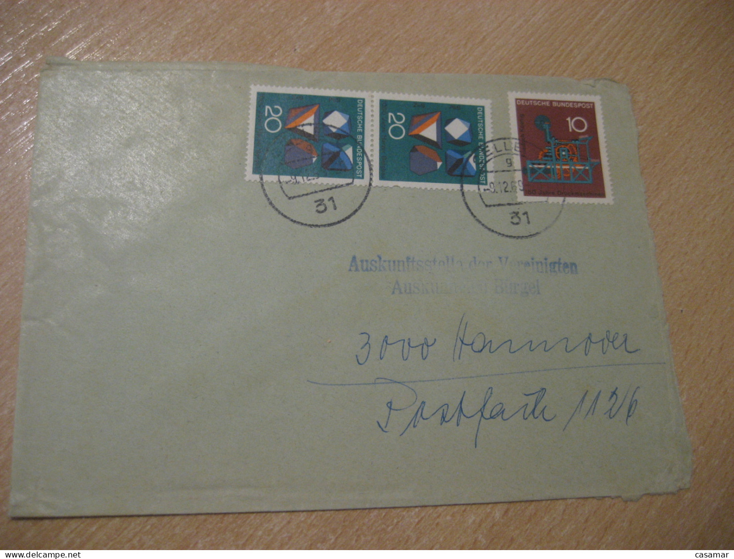 CELLE 1969 To Hannover Harzer Bergbau ZnS PbS Mineral Minerals Cancel Cover GERMANY Mineraux Geology - Minerals