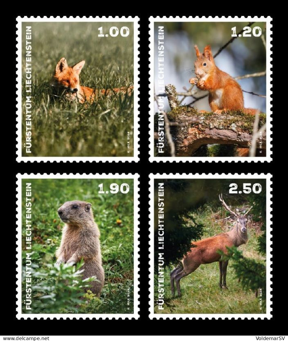 Liechtenstein 2024 Mih. 2113/14 Fauna. Wild Animals In Liechtenstein. Fox. Squirrel. Marmot. Stag MNH ** - Nuevos