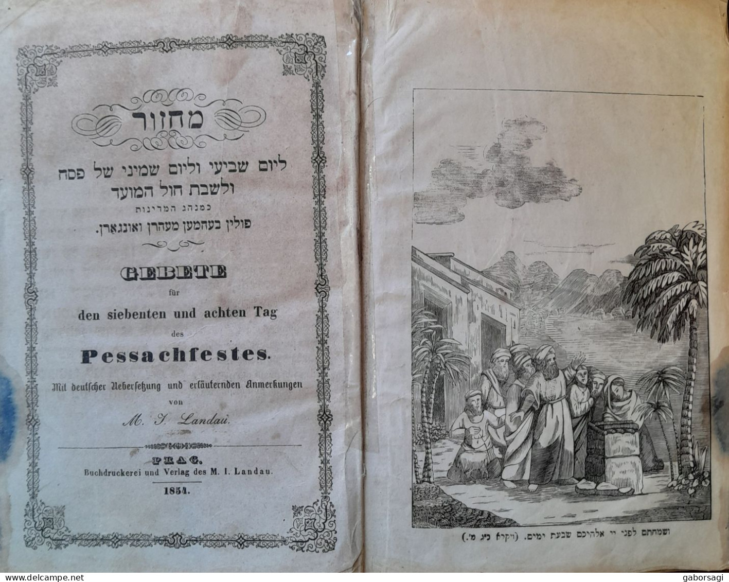 Hebrew Prayer Book - Pessah 7th-8th Day 1854 - Livres Anciens