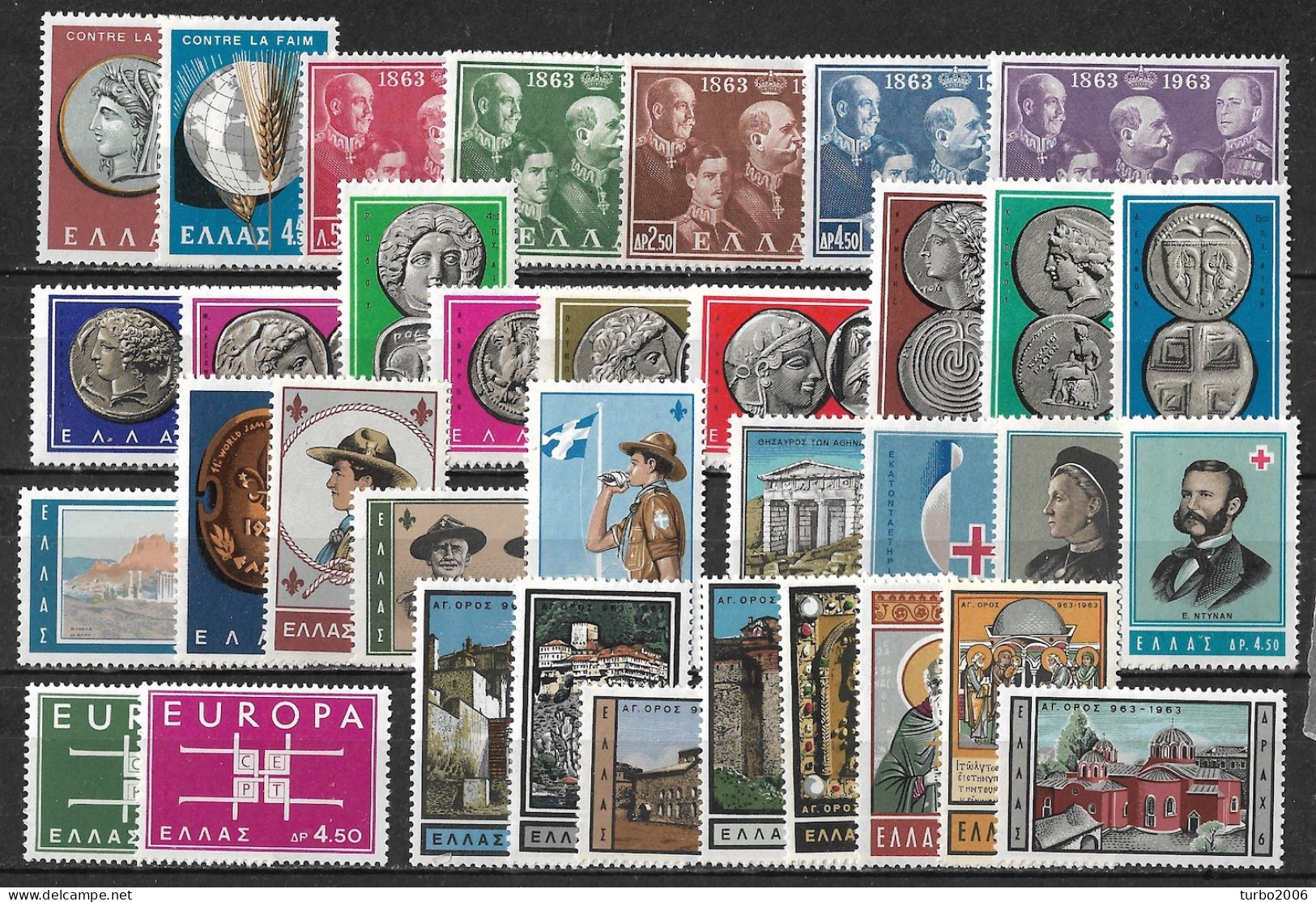 GREECE 1963 Complete All Sets MNH Vl. 865 / 899 - Années Complètes