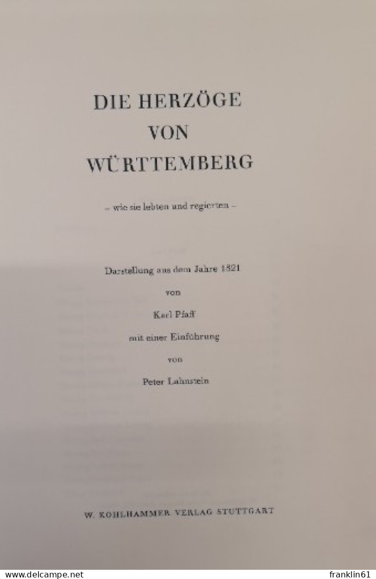 Die Herzöge Von Württemberg - 4. 1789-1914