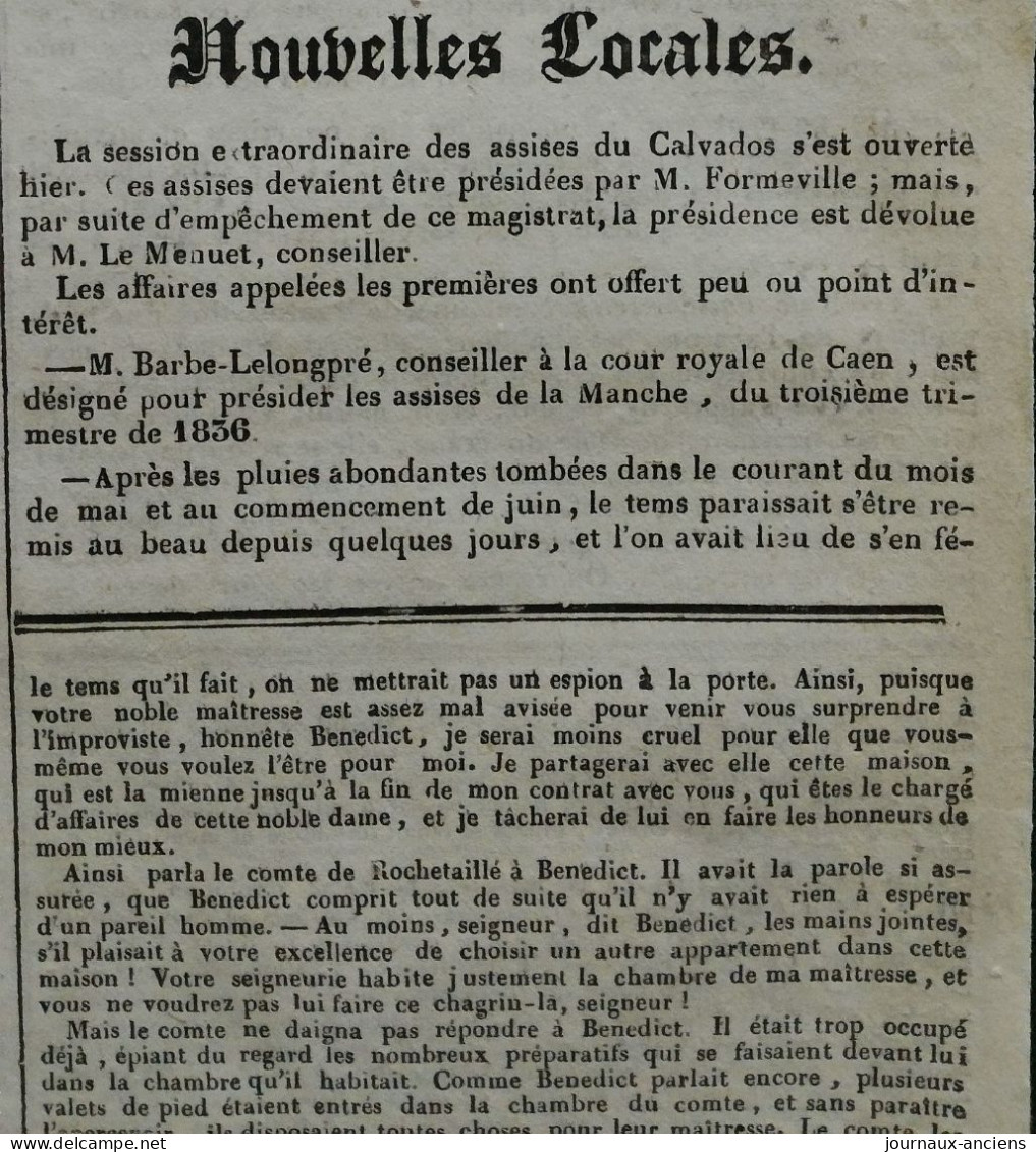 1836 LE PILOTE DU CALVADOS - REVISION DES LISTES ELECTORALES - GARIBALDI - DISSOLUTION DE LA CHAMBRE DES DEPUTES - 1800 - 1849