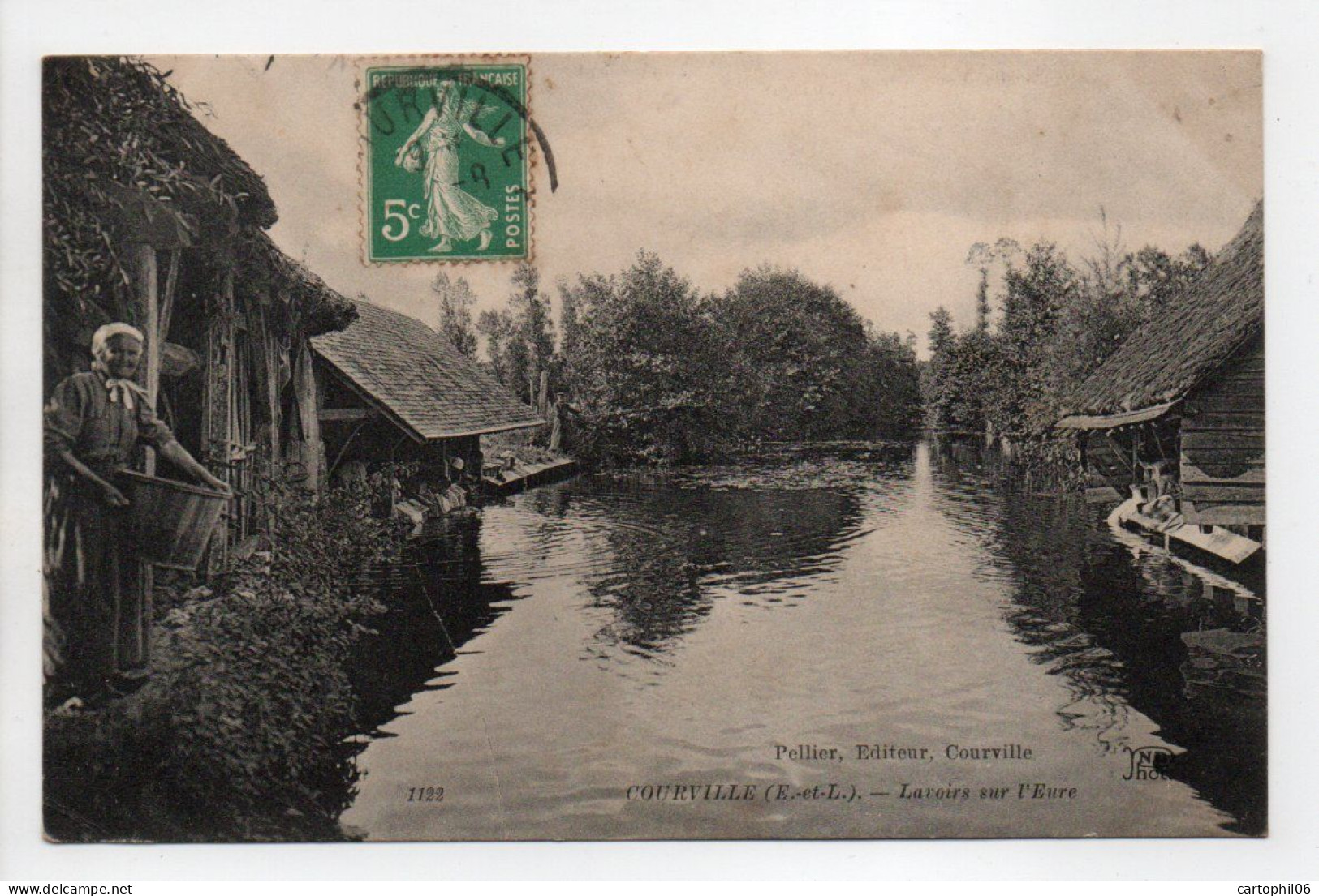 - CPA COURVILLE (28) - Lavoirs Sur L'Eure 1911 (avec Lavandière) - Photo Neurdein 1122 - Edition Pellier - - Courville