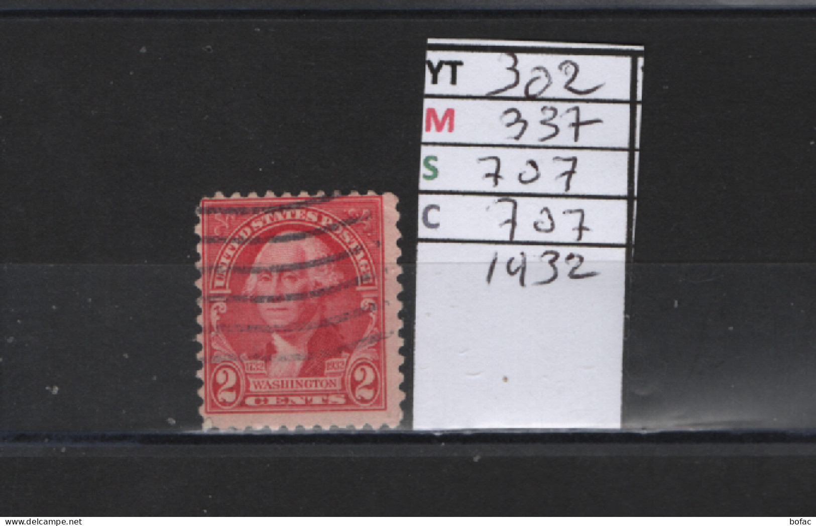 PRIX FIXE Obl 302  YT 337 MIC US707 SCO US707 GIB George Washington 1932 Etats Unis 58A/01 - Used Stamps