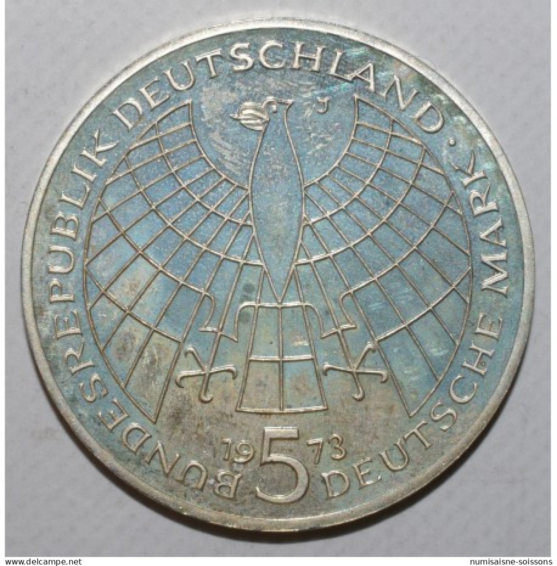 ALLEMAGNE - KM 136 - 5 MARK 1973 J - Hambourg - 500 Ans De La Naissance De Nicolas Copernic - BE - 5 Marchi