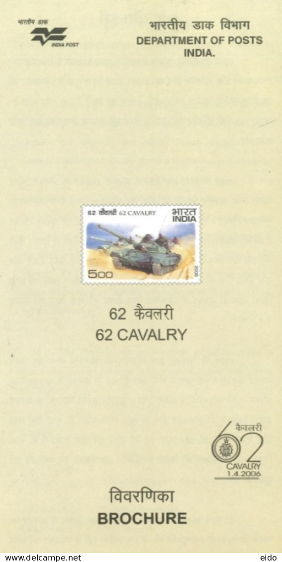 INDIA - 2006 - BROCHURE OF THE 62 CAVALRY STAMP DESCRIPTION AND TECHNICAL DATA. - Brieven En Documenten