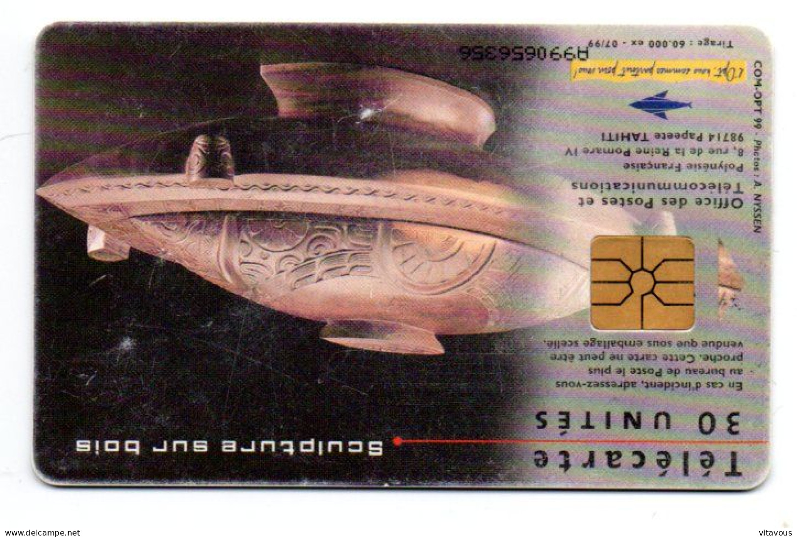 Sculteur Sur Bois PF 87 -Télécarte Puce  Polynésie  Phonecard  (D 985) - Frans-Polynesië